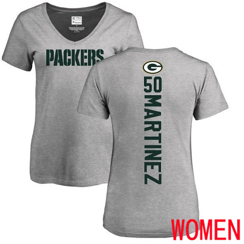 Green Bay Packers Ash Women #50 Martinez Blake Backer V-Neck Nike NFL T Shirt